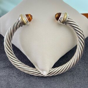 David Yurman sterling silver & 14k gold 7mm Bracelet with Citrine-Medium
